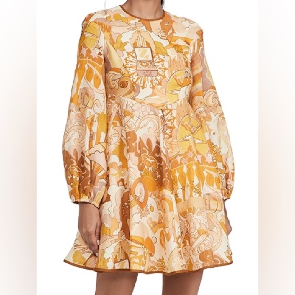 Zimmermann Tempo long sleeve mini dress with pockets, size 3